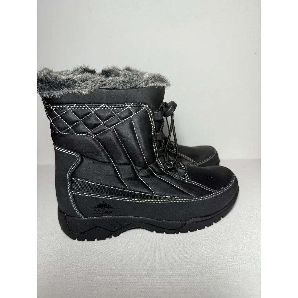 Tote Women's Eve Winter Boots Black Sz 6M Water-Resistant Faux Fur Lining - NWOT